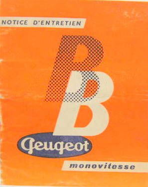 Couverture de 1957 MOTO PEUGEOT BB MONOVITESSE LIVRET D'ENTRETIEN