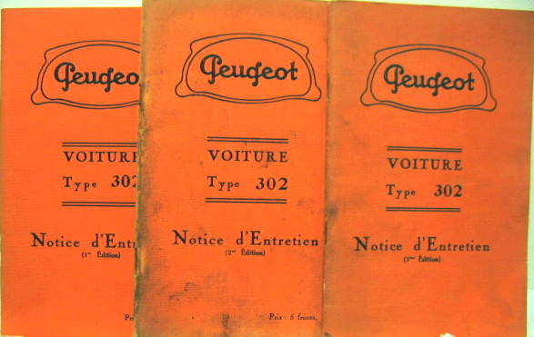 Couverture de PEUGEOT 302 LIVRET D'ENTRETIEN AU CHOIX