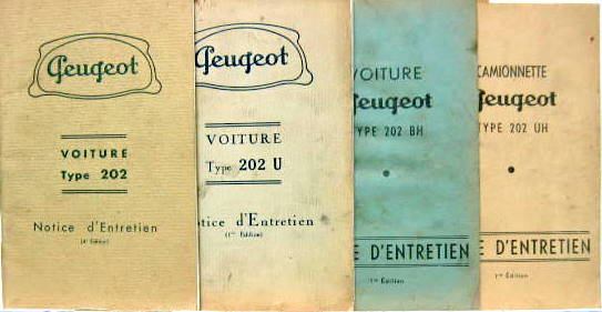 Couverture de PEUGEOT 202-202U-202BH-202UH LIVRET D'ENTRETIEN