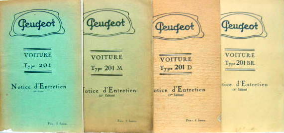 Couverture de PEUGEOT 201 201BR 201D 201M LIVRET D'ENTRETIENT PRIX SELON ETAT