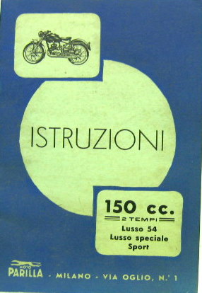Couverture de PARILLA 150 CC LUSSO 54 SPECIALE ET SPORT LIVRET D'ENTRETIEN EN ITALIEN
