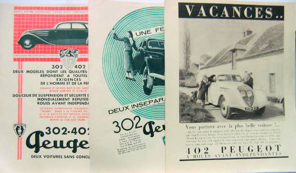 Couverture de PEUGEOT 202 302 402 PUBLICITE DECOUPEE DANS UNE REVUE AU CHOIX