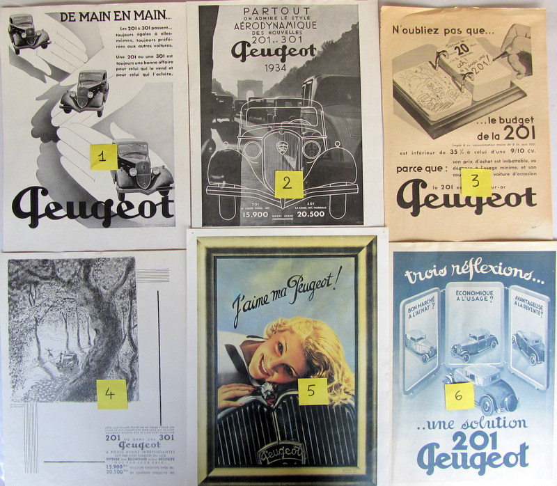 Couverture de PEUGEOT 201 301 PUBLICITE DECOUPEE DANS LES REVUES D'EPOQUE