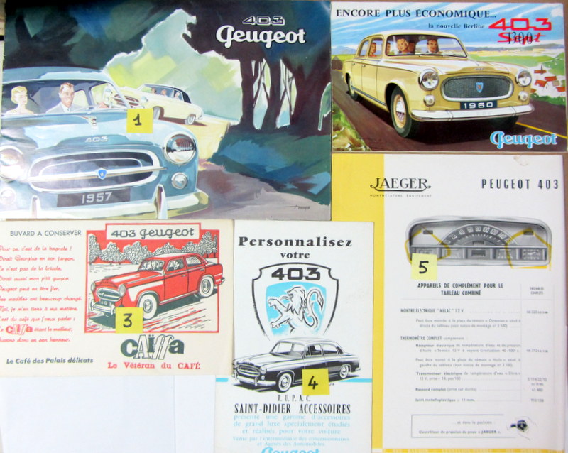 Couverture de 1957-1960 PEUGEOT 403 CATALOGUE ET DIVERS