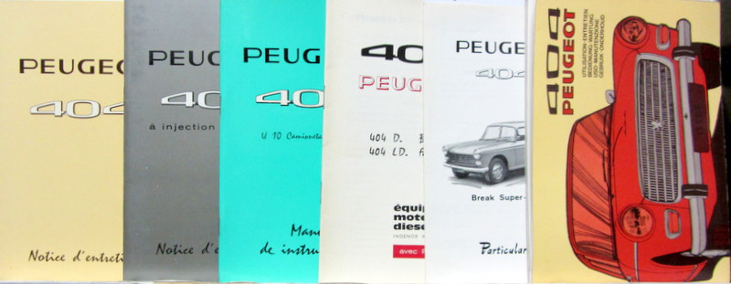 Couverture de PEUGEOT 404 BERLINE BREAK UTILITAIRE INJECTION CARBURATEUR DIESEL AUTOMATIQUE TOUS MODELES