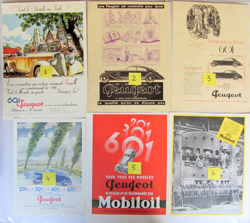 Couverture de PEUGEOT 401 601 PUBLICITE DECOUPEE DANS LES REVUES D'EPOQUE