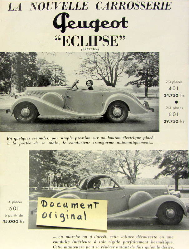 Couverture de PEUGEOT 401 ET 601 CARROSSERIE ECLIPSE  CATALOGUE