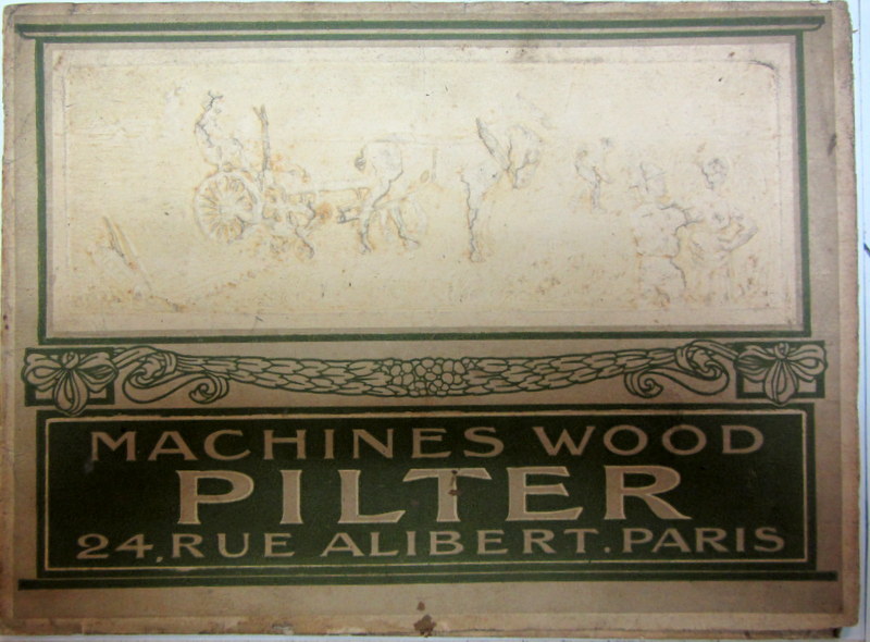 Couverture de 1905 PILTER MACHINES WOOD CATALOGUE  SCENE EN RELIEF SUR LA COUVERTURE