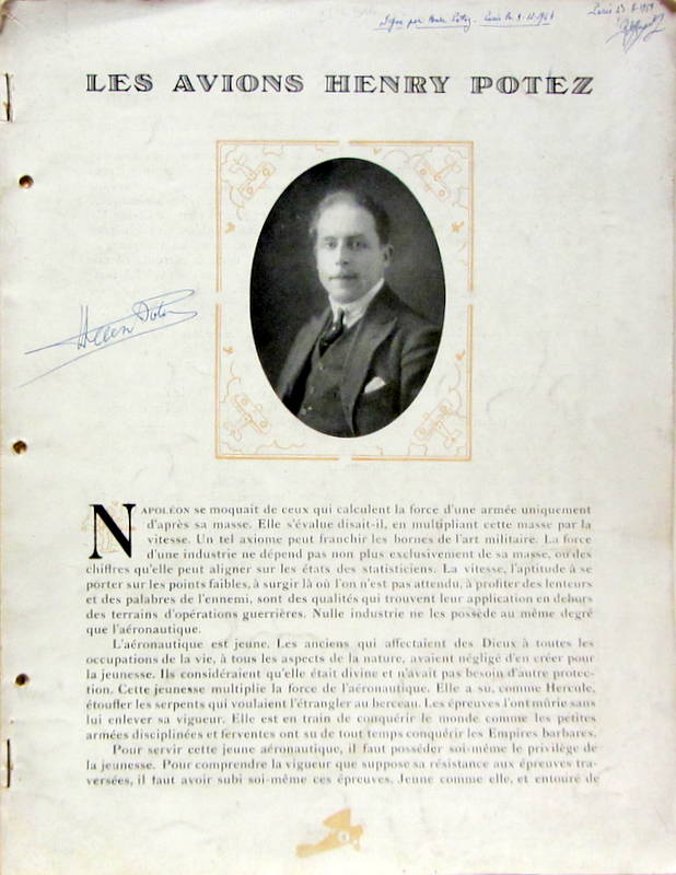 Couverture de LES AVIONS HENRY POTEZ GRAND CATALOGUE SIGNE DE POTEZ 1925 ENVIRON NOMBREUX DESSINS DE JEANJEAN