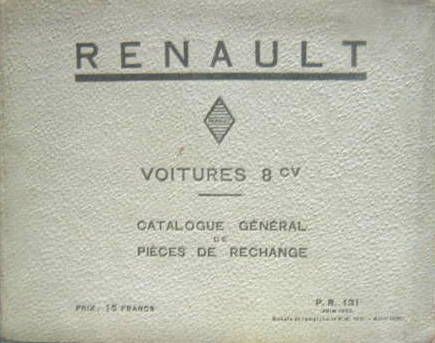 Couverture de 1931-4 RENAULT 8 CV RY 0-1-2-3 MONASIX MONASTELLA CATALOGUE DE PIECES