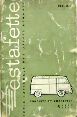 Couverture de RENAULT ESTAFETTE R2130-2131 LIVRET D'ENTRETIEN NE825