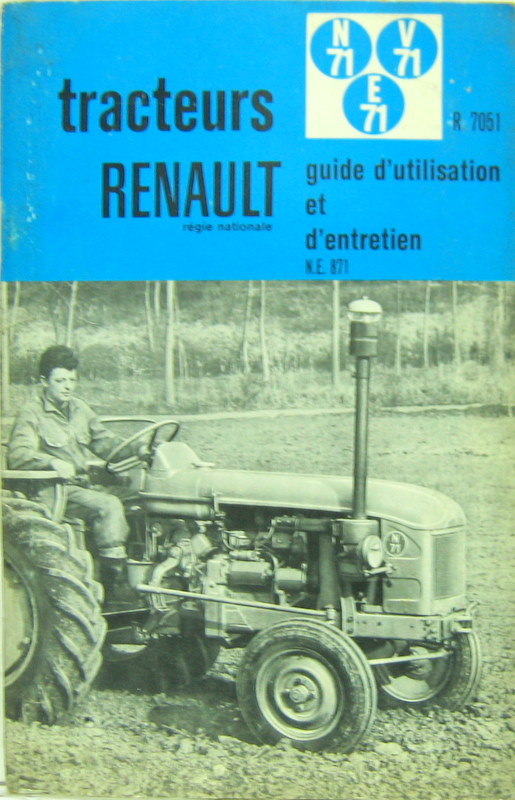 Couverture de RENAULT TRACTEUR N71 V71 E71 R 7051 LIVRET D'ENTRETIEN NE 871