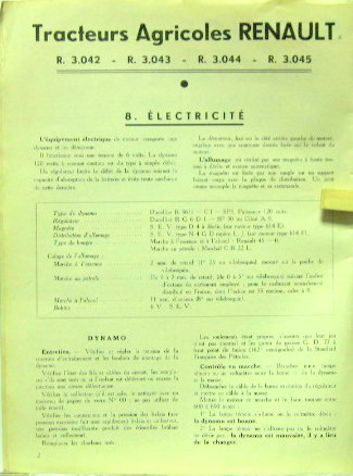 Couverture de 1951-2 TRACTEUR RENAULT R 3042-3043-3044-3045 ELECTRICITE REVUE TECHNIQUE
