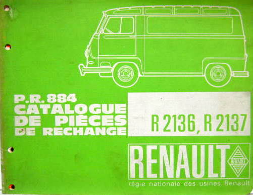 Couverture de 1969-3 RENAULT ESTAFETTE R2136-2137 CATALOGUE DES PIECES DETACHEES PR 884