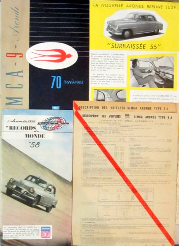 Couverture de SIMCA ARONDE CATALOGUE + FICHE DES MINES