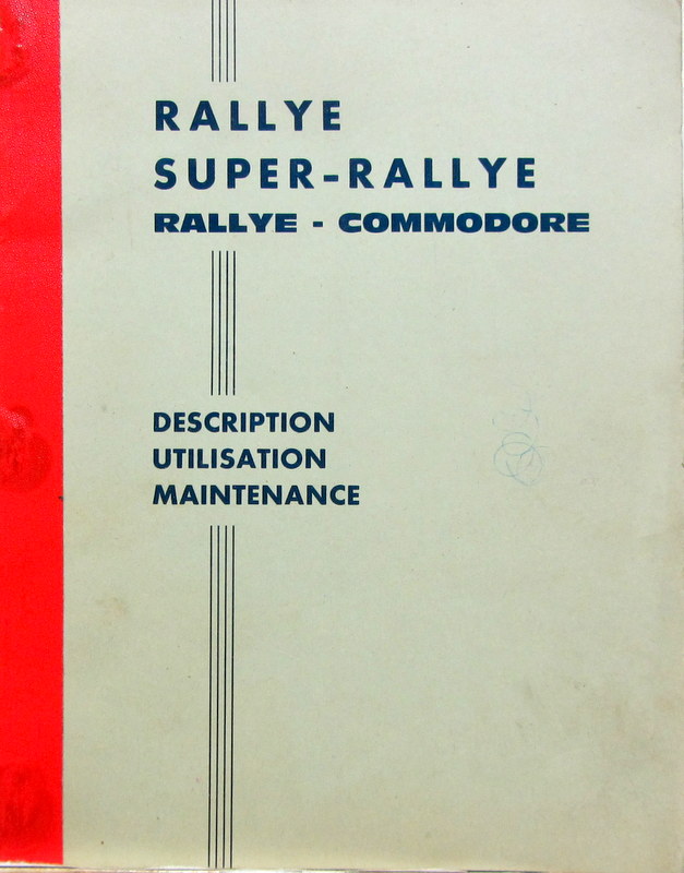 Couverture de RALLYE SUPER RALLYE RALLYE COMMODORE DESCRIPTION UTILISATION MAINTENANCE