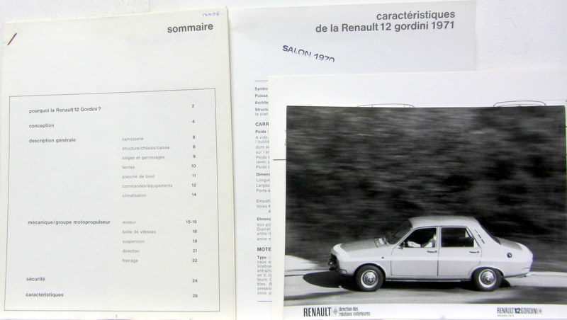 Couverture de RENAULT 12 G POURQUOI LA R12G AVEC DESCRIPTION - DOSSIER R12 G GORDINI DE 1971 AU CHOIX