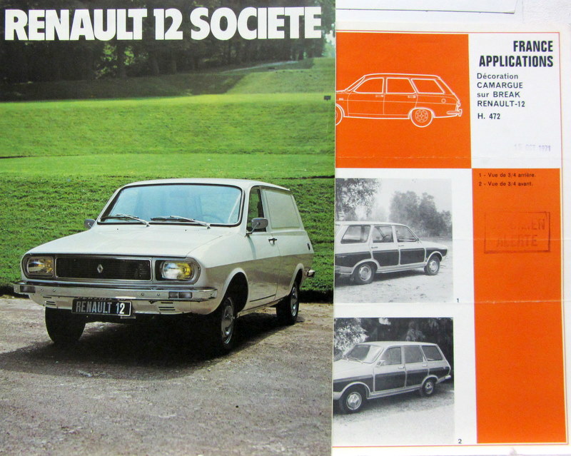 Couverture de RENAULT 12 SOCIETE ET CAMARGUE CATALOGUE AU CHOIX