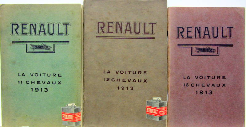 Couverture de 1913 RENAULT 4 CYLINDRES 11 HP 12 HP -16 HP LIVRET D'ENTRETIEN ET PLANCHES