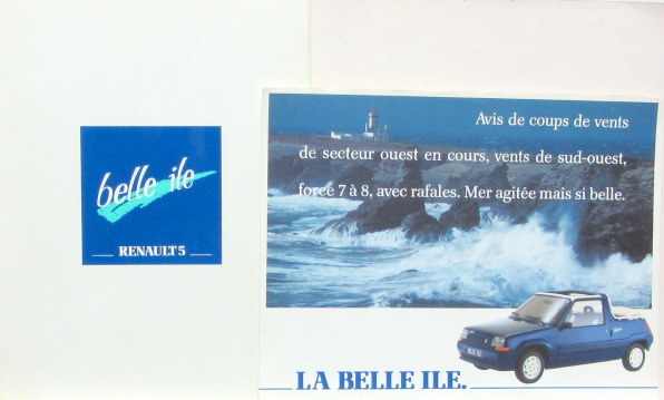 Couverture de 1988 RENAULT 5 LA BELLE ILE DE CAR SYSTEME STYLE CATALOGUE ET DOSSIER DE PRESSE AU CHOIX