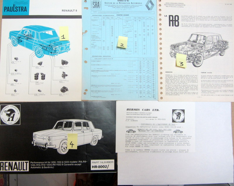 Couverture de RENAULT 8 DOCUMENTS JOINT PAULSTRA TEMPS DE REPARATION NOTE AUX CADRES PREPARATION HERMES