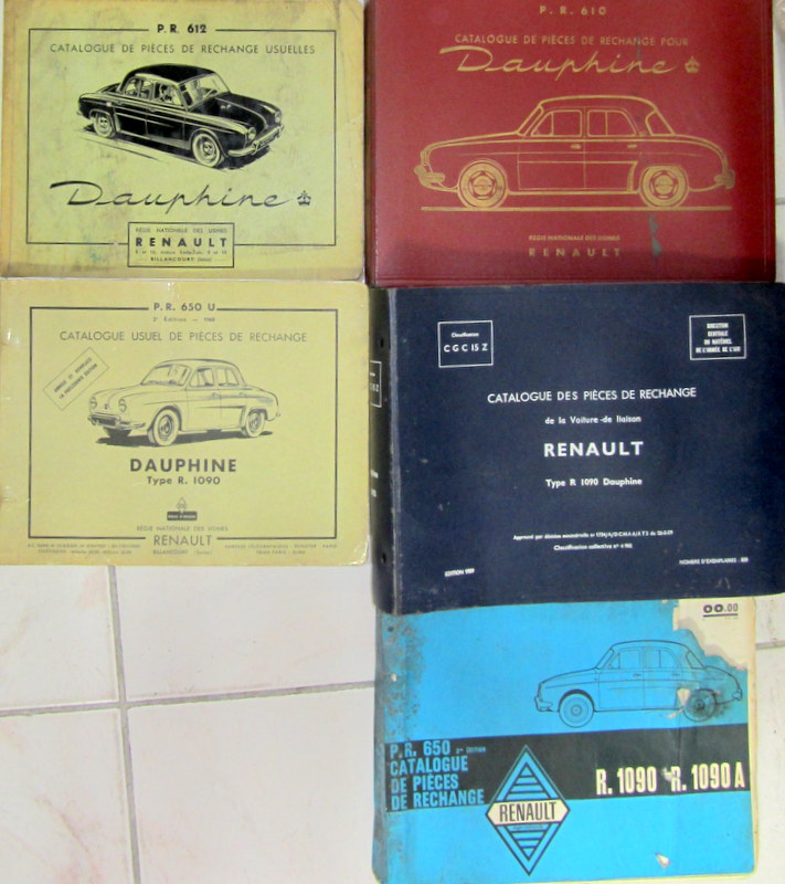 Couverture de RENAULT DAUPHINE R 1090 R1090A CATALOGUE DES PIECES DETACHEES