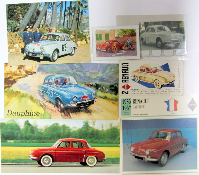 Couverture de RENAULT DAUPHINE CARTE POSTALE RENAULT - VIGNETTE - FICHE
