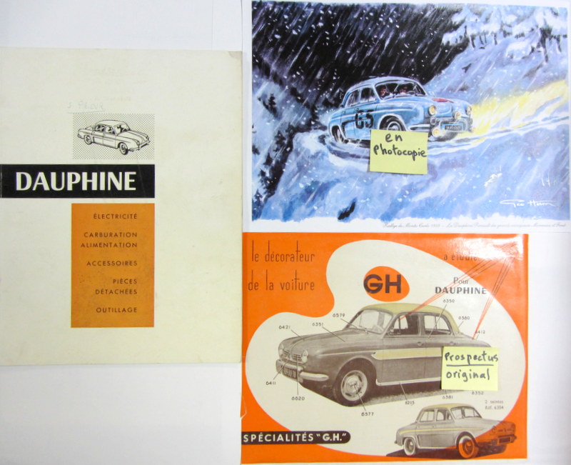 Couverture de RENAULT DAUPHINE CATALOGUE D'ACCESSOIRES CHENESSEAU ET PROSPECTUS GH - AU MONTE CARLO DESSIN DE GEO HAM EN COPIE