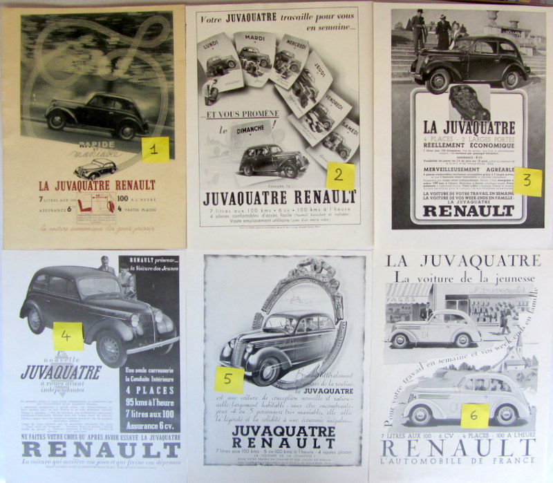 Couverture de RENAULT JUVAQUATRE PUBLICITE DECOUPEE DANS LES REVUES D'EPOQUE