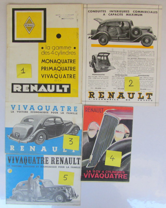 Couverture de RENAULT MONAQUATRE PRIMAQUATRE  VIVAQUATRE CATALOGUE