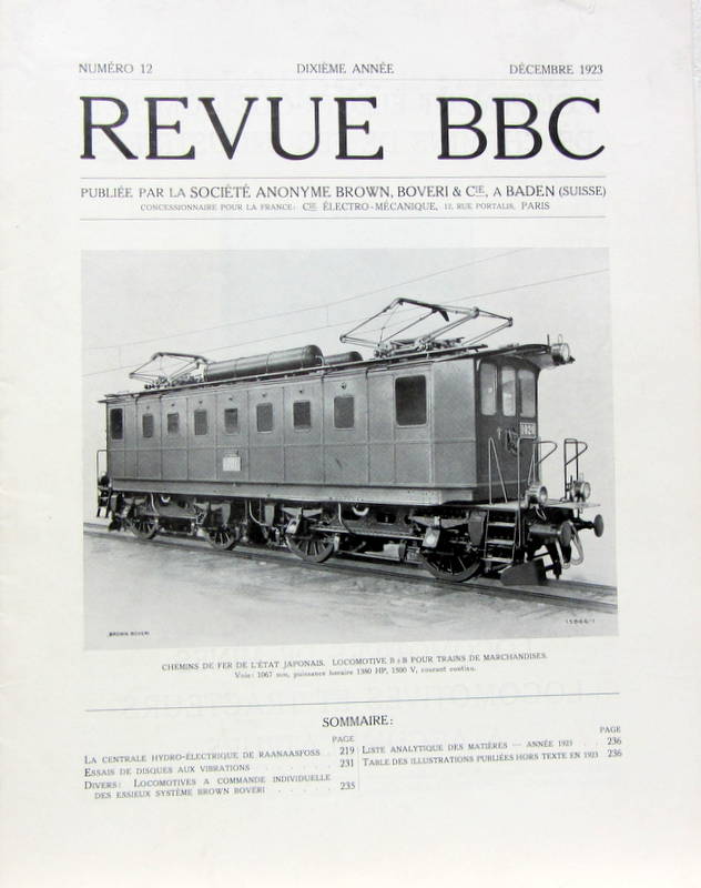 Couverture de 1919-1923 REVUE BBC BROWN BOVERI ET Cie A BADEN LOCOMOTIVES ET MATERIEL ELECTRIQUES LOT DE 34 NUMEROS EN FRANCAIS