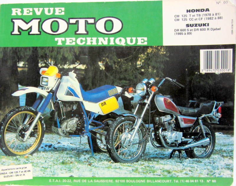 Couverture de 60 RMT HONDA CM 125T ET TB 1978 A 81 - SUSUKI DR 600S ET DR 600R DJEBEL 1985 A 89