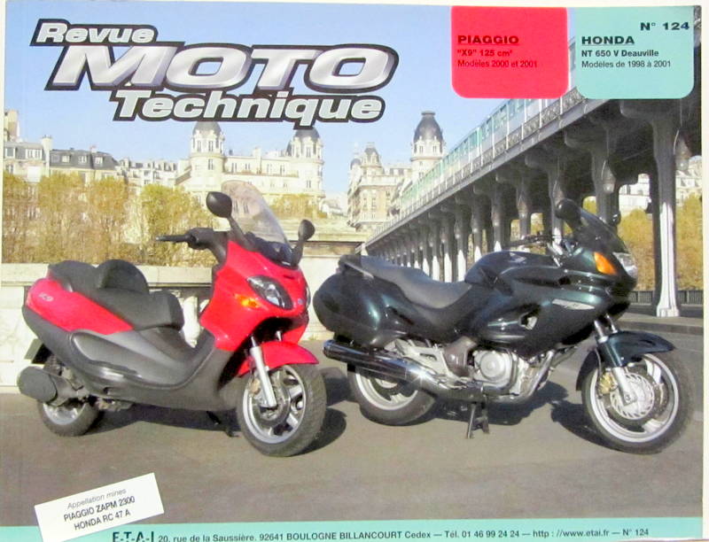 Couverture de 124 RMT PIAGGIO X9 125 CM3 2000 A 2001 HONDA NT 650 V DAUVILLE 1998 A 2001