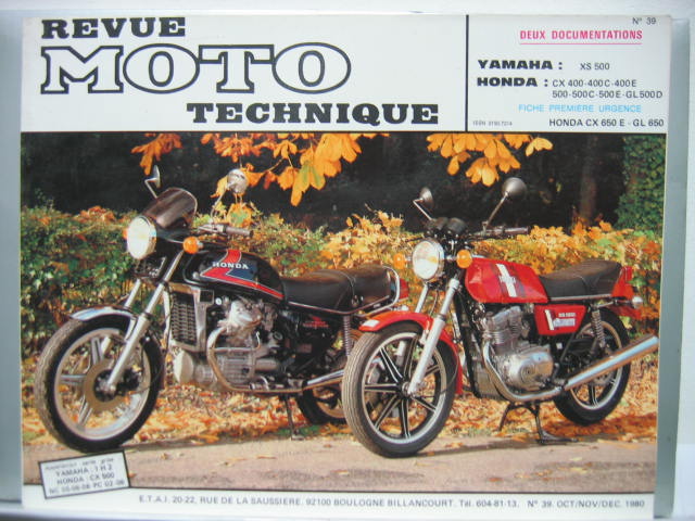 Couverture de 39 YAMAHA XS 500 HONDA CX 500-500C FICHE YAMAHA XJ 650