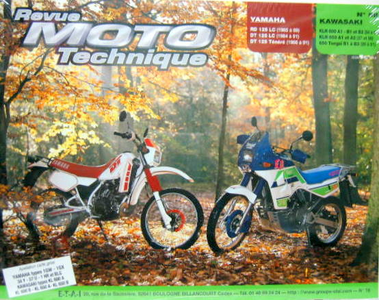 Couverture de 58 RMT YAMAHA RD 125LC (1985-89)DT 125 LC (1984-91)DT 125 TENERE (1988-91) KAWASAKI KLR A1-B1 ET B2 (84-86)KLR 650 A1 ET A2 (87-88) 850 TENGAI B1 A B3 (89-91)REVUE TECHNIQUE