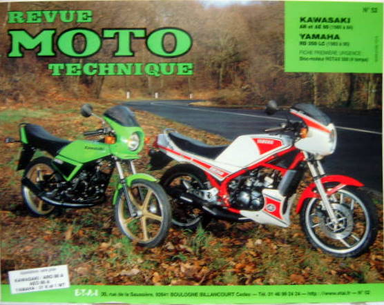 Couverture de 52 RMT KAWASAKI AR ET AE (80 A 84)
YAMAHA RD 350 LC 1983-1990 
FICHE PREMIERE URGENCE MOTEUR ROTAX 500 4 TEMPS