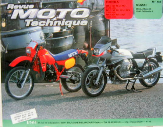 Couverture de 53 RMT HONDA MBX 125 FE ET FF2 (1984 A 86)MTX 125 RD-RF-RF2 (1983 A 86) MTX 200 RD-RF (1983 A 86 GUZZI 850 LE MANS II -1000 CALIFORNIA III