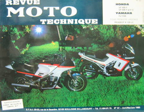 Couverture de 57 RMT HONDA VF400F VF500 F ET FII YAMAHA FJ1100 FICHE PEUGEOT X 125 LC