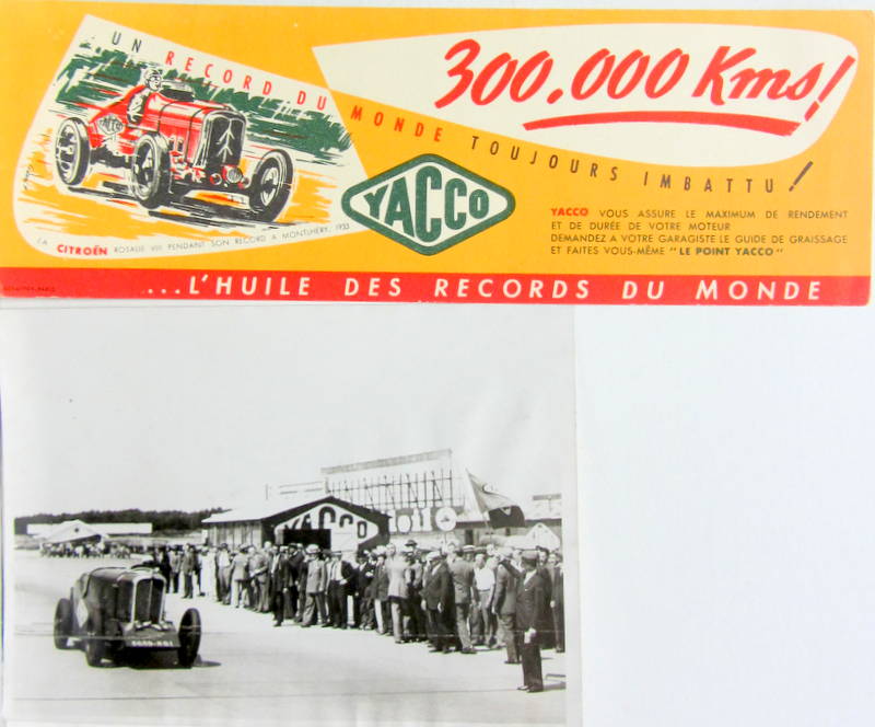 Couverture de 1933 CITROEN RECORDS DE LA PETITE ROSALIE - 300 000 KM BUVARD ? ET PHOTO DE PRESSE D'EPOQUE
