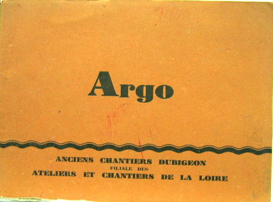 Couverture de 1930-11 LIVRE D'OR DU SOUS MARIN ARGO DES ATEIERS ET CHANTIERS DE LA LOIRE CATALOGUE AVEC HISTORIQUE DES ANCIENS NAVIRES ARGO