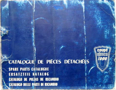 Couverture de 1969 SIMCA 1000 COUPE CATALOGUE DE PIECES DETACHEES