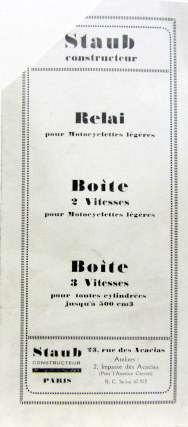 Couverture de STAUB RELAIS ET BOITES DE 2 ET 3  VITESSES DEPLIANT