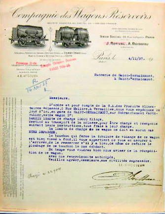 Couverture de 1937 COMPAGNIE DES WAGONS RESERVOIRS LETTRE A ENTETE