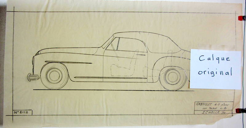 Couverture de TALBOT LAGO LB CABRIOLET 4-5 PLACES CALQUE ORIGINAL D'EPOQUE DESSIN AU CRAYON N°6118