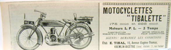 Couverture de TIBALETTE MOTOCYCLETTE AU KREMLIN BICETRE DECOUPAGE DE REVUE D'EPOQUE