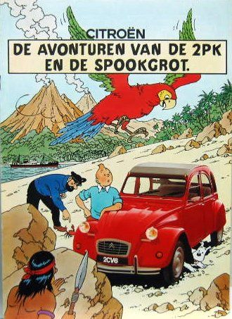 Couverture de 1989 CITROEN 2 CV DE AVONTUREN VAN DE 2PK EN DE SPOOKGROT AVEC TINTIN
