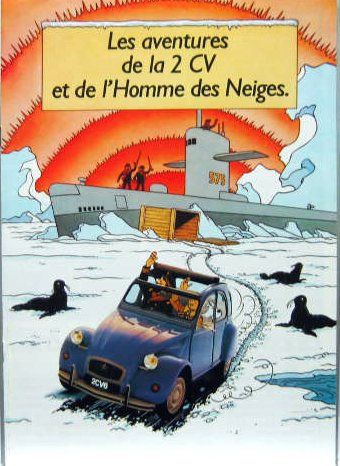 Couverture de 1985 LES AVENTURES DE LA 2 CV ET DE L'HOMME DES NEIGES AVEC TINTIN