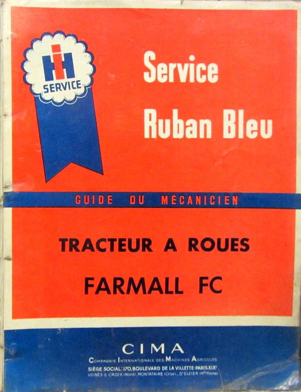Couverture de 1952 TRACTEUR A ROUES FARMALL FC GUIDE DU MECANICIEN