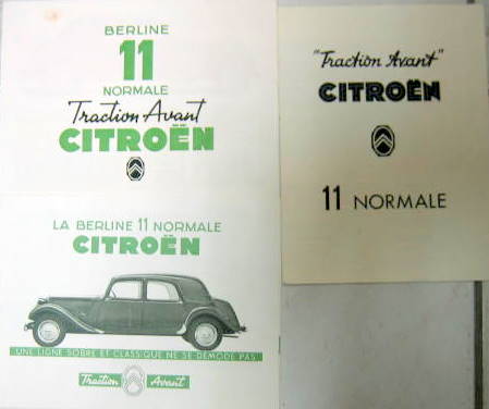Couverture de 1947-53 CITROEN TRACTION 11 NORMALE CATALOGUE AU CHOIX