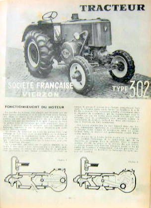 Couverture de TRACTEUR SOCIETE FRANCAISE DE VIERZON 
TYPE 302
